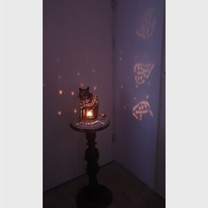 Metal Copper Tone Cat Art Deco Candle Holder table lantern for‎ Tealight